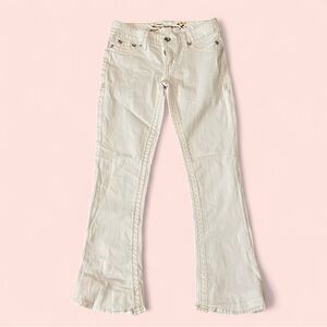 Seven7 Woman's White Rhinestone Tulip Flare Low Rise Jeans y2k size 27